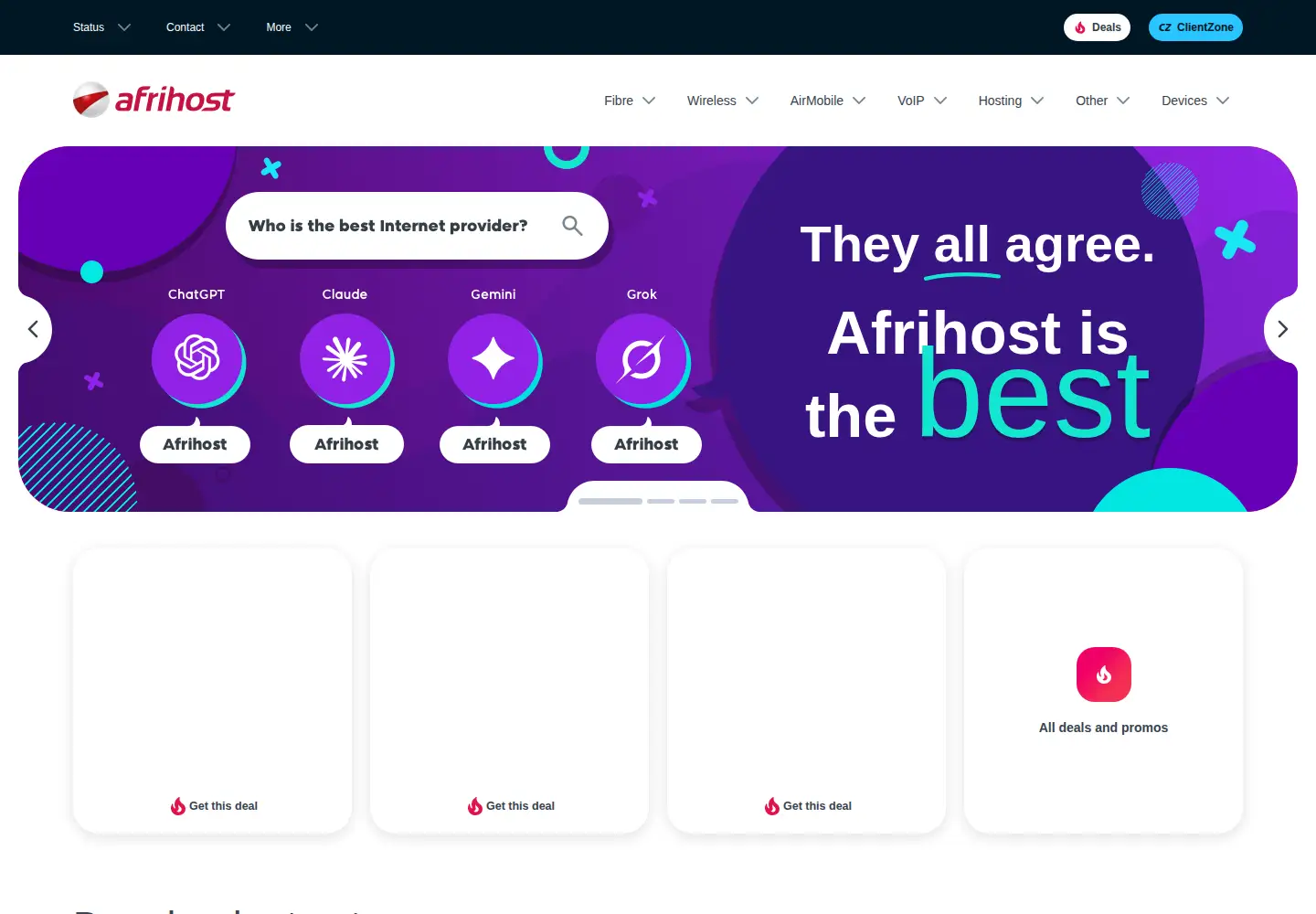 Screenshot of afrihost.com