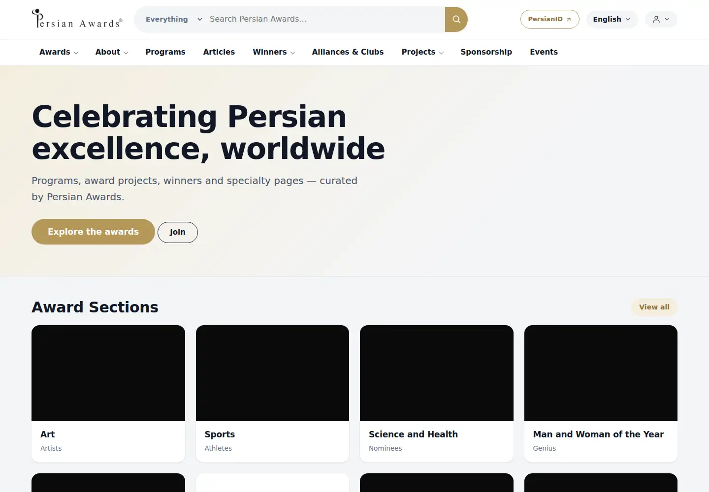 Screenshot of persianawards.com