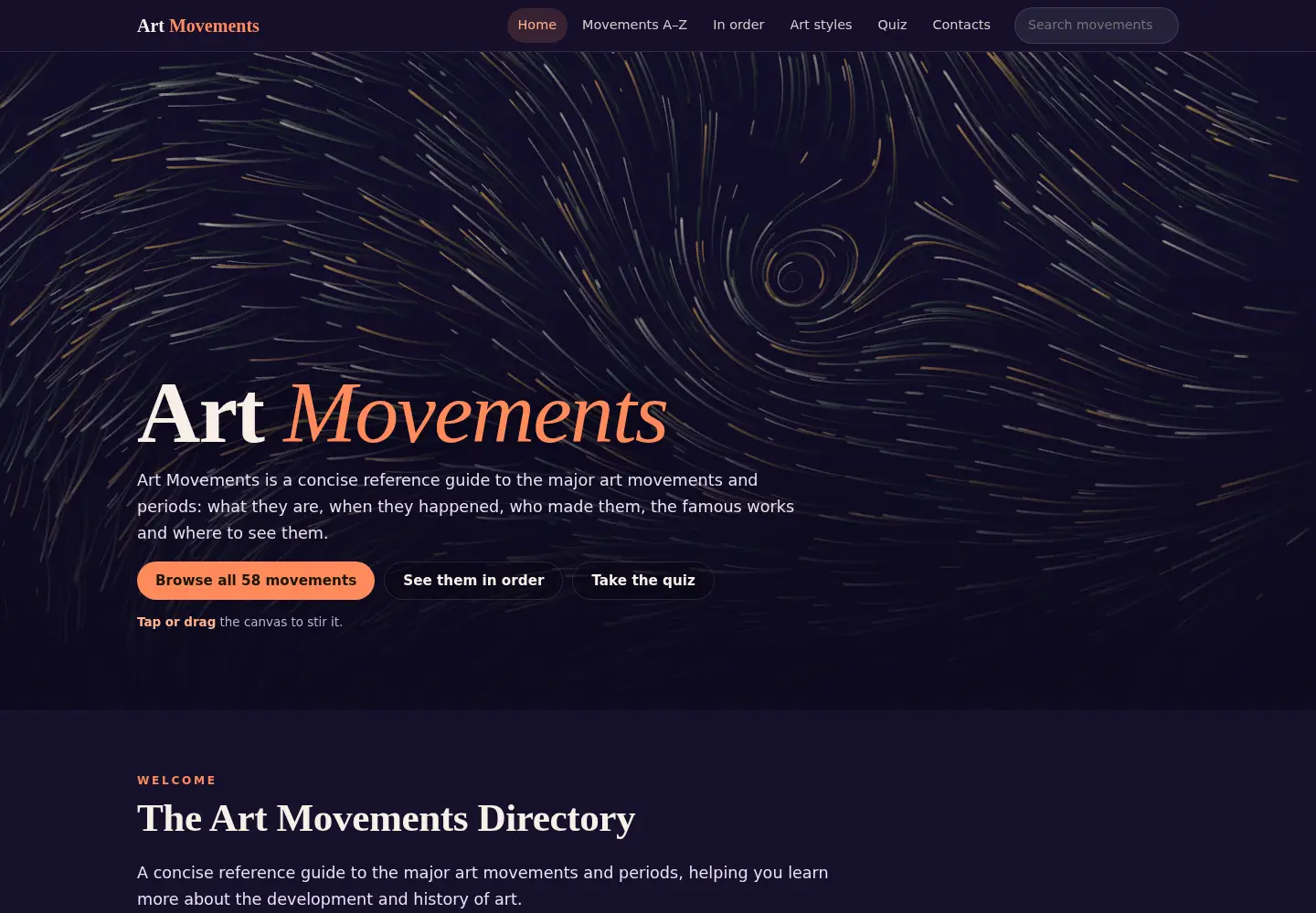 Screenshot of artmovements.co.uk