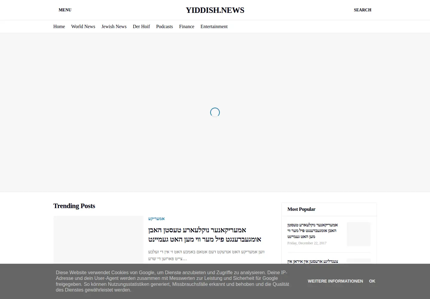 Captured homepage of yiddish.news in the current scan