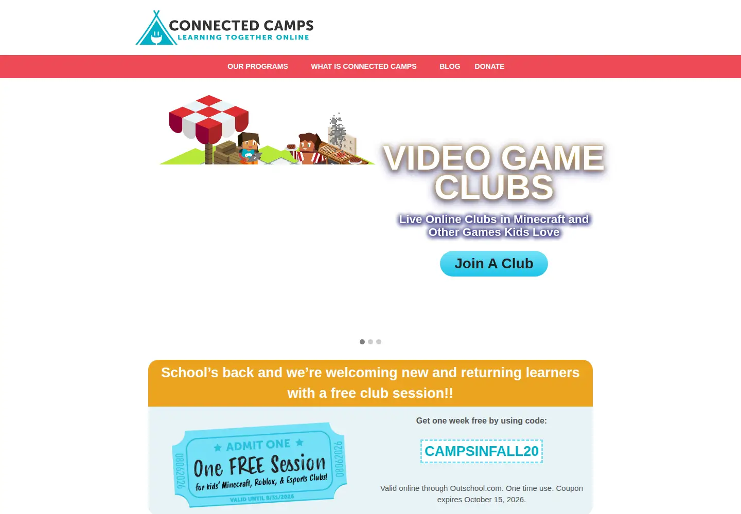 Screenshot of connectedcamps.com