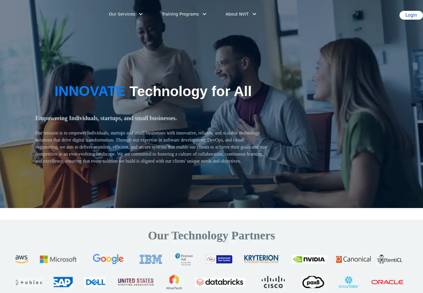 Captured homepage of nvit.tech in the current scan