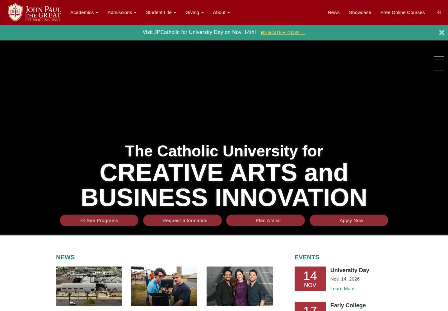 Screenshot of jpcatholic.com