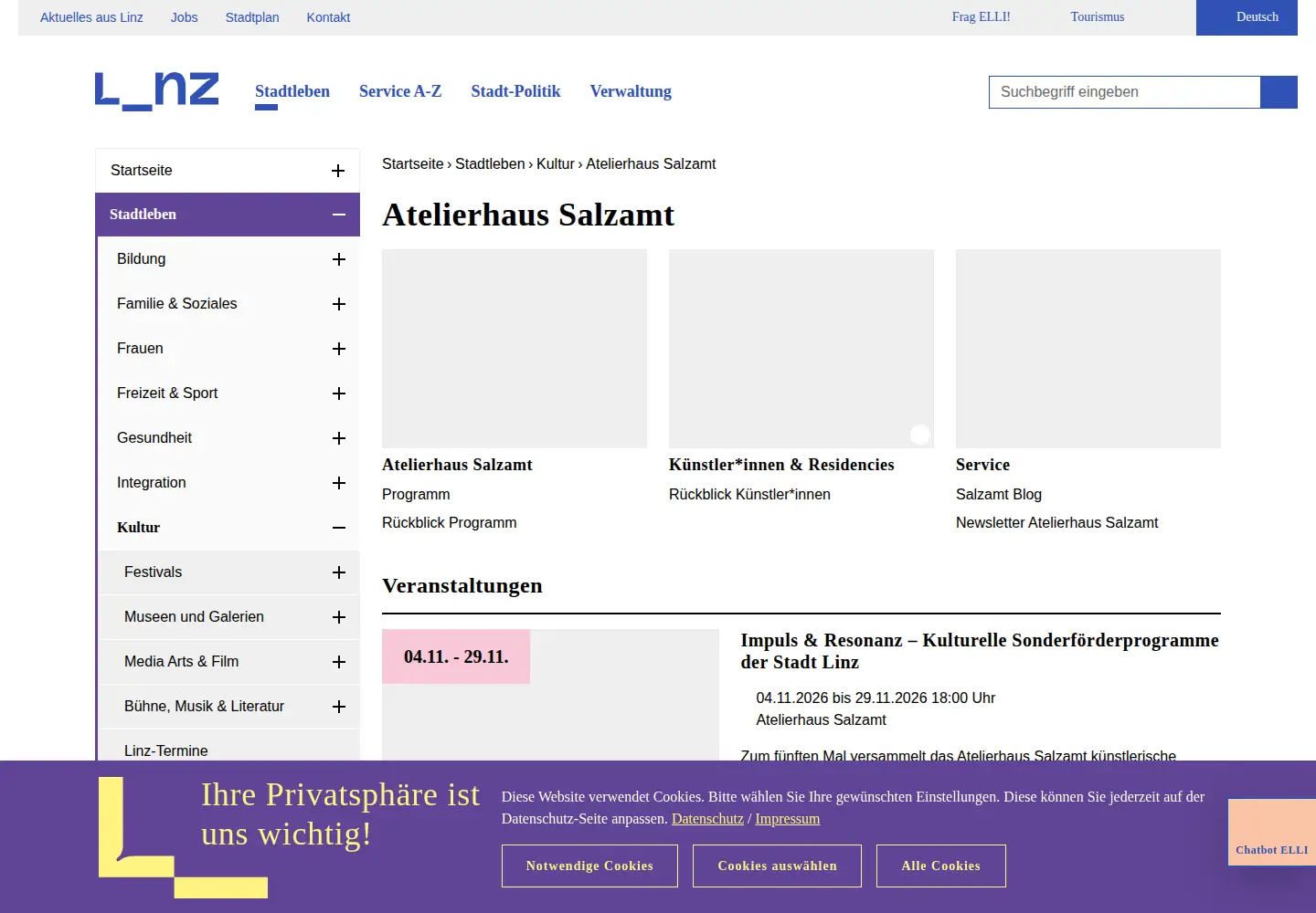 Screenshot of salzamt-linz.at
