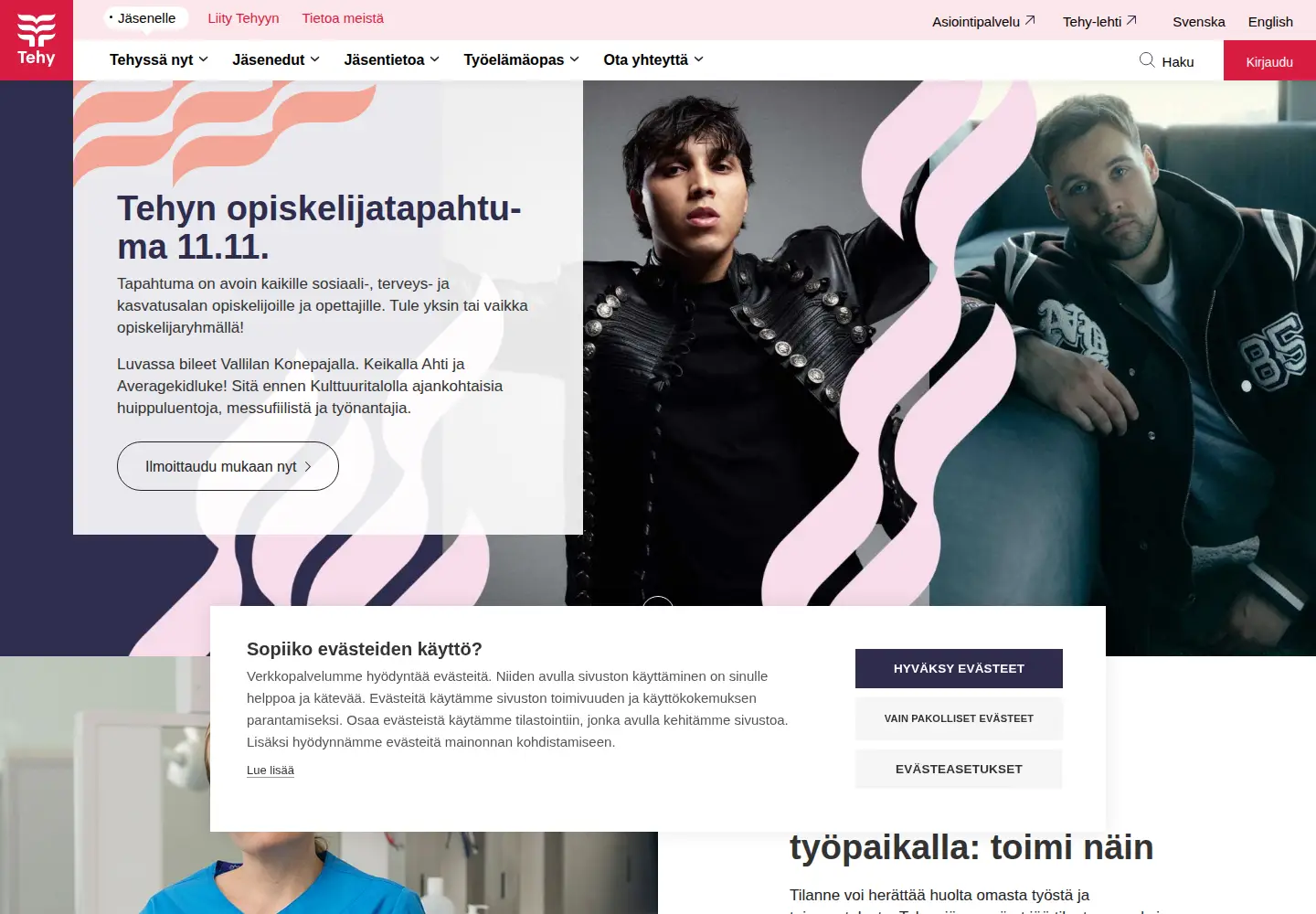 Screenshot of tehy.fi