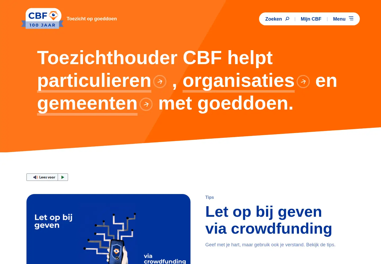 Screenshot of cbf.nl