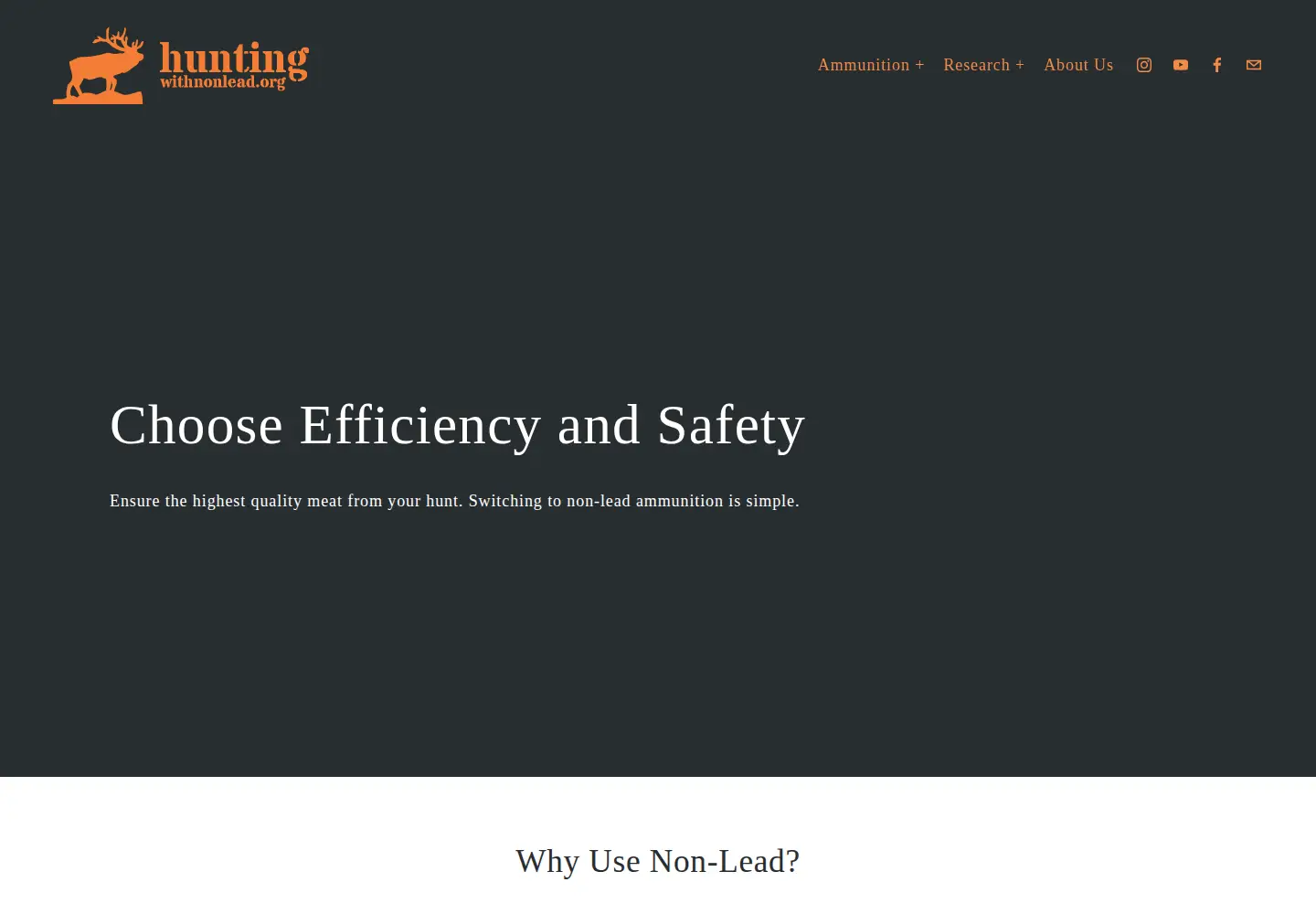 Screenshot of huntingwithnonlead.org