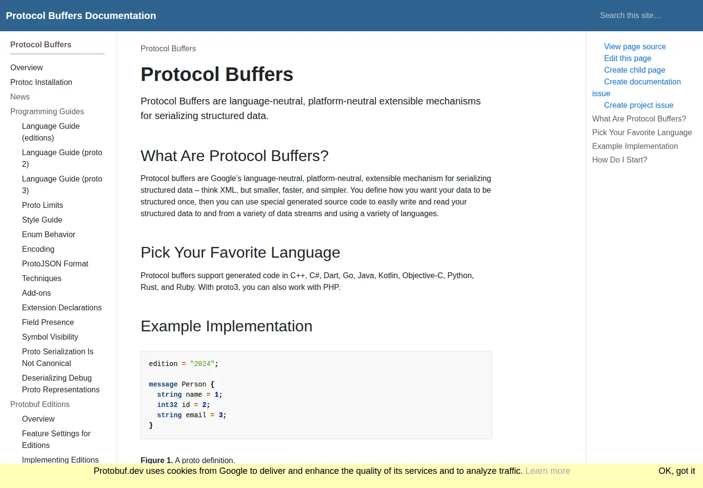 Screenshot of protobuf.dev