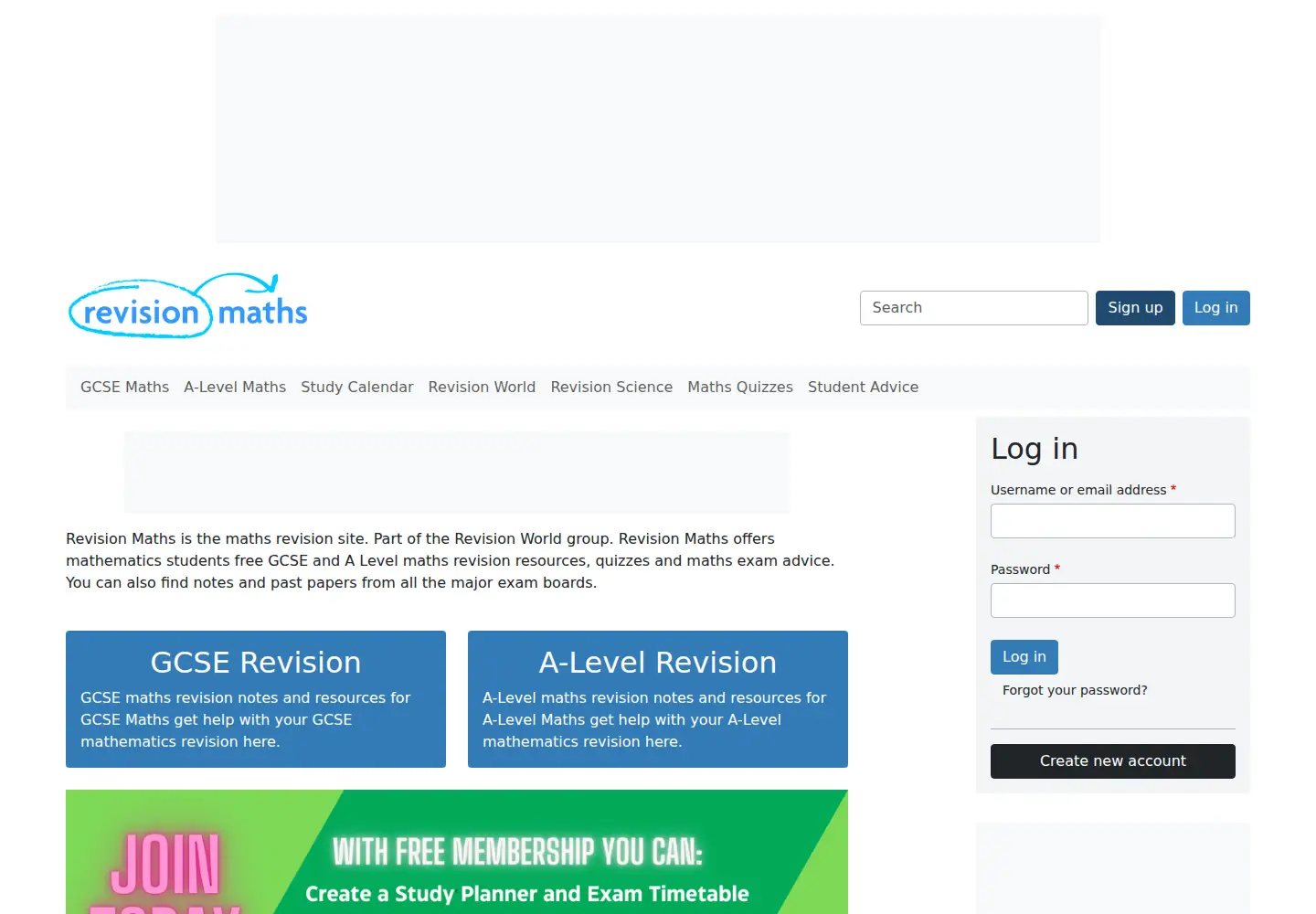 Captured homepage of mathsrevision.net in the current scan