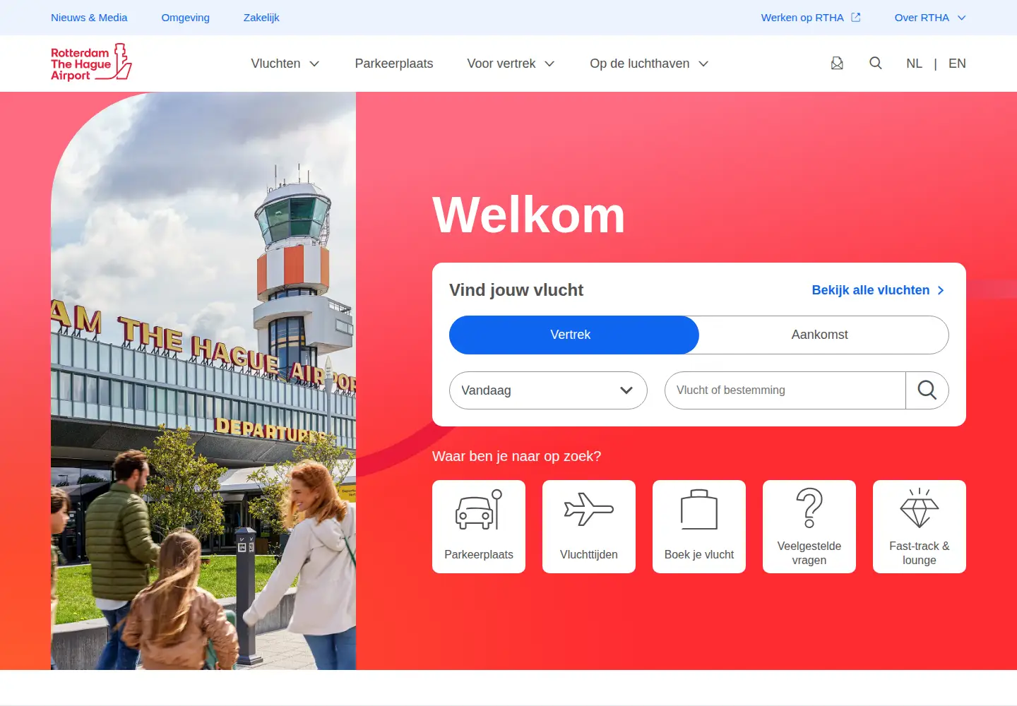 Captured homepage of rotterdamthehagueairport.nl in the current scan