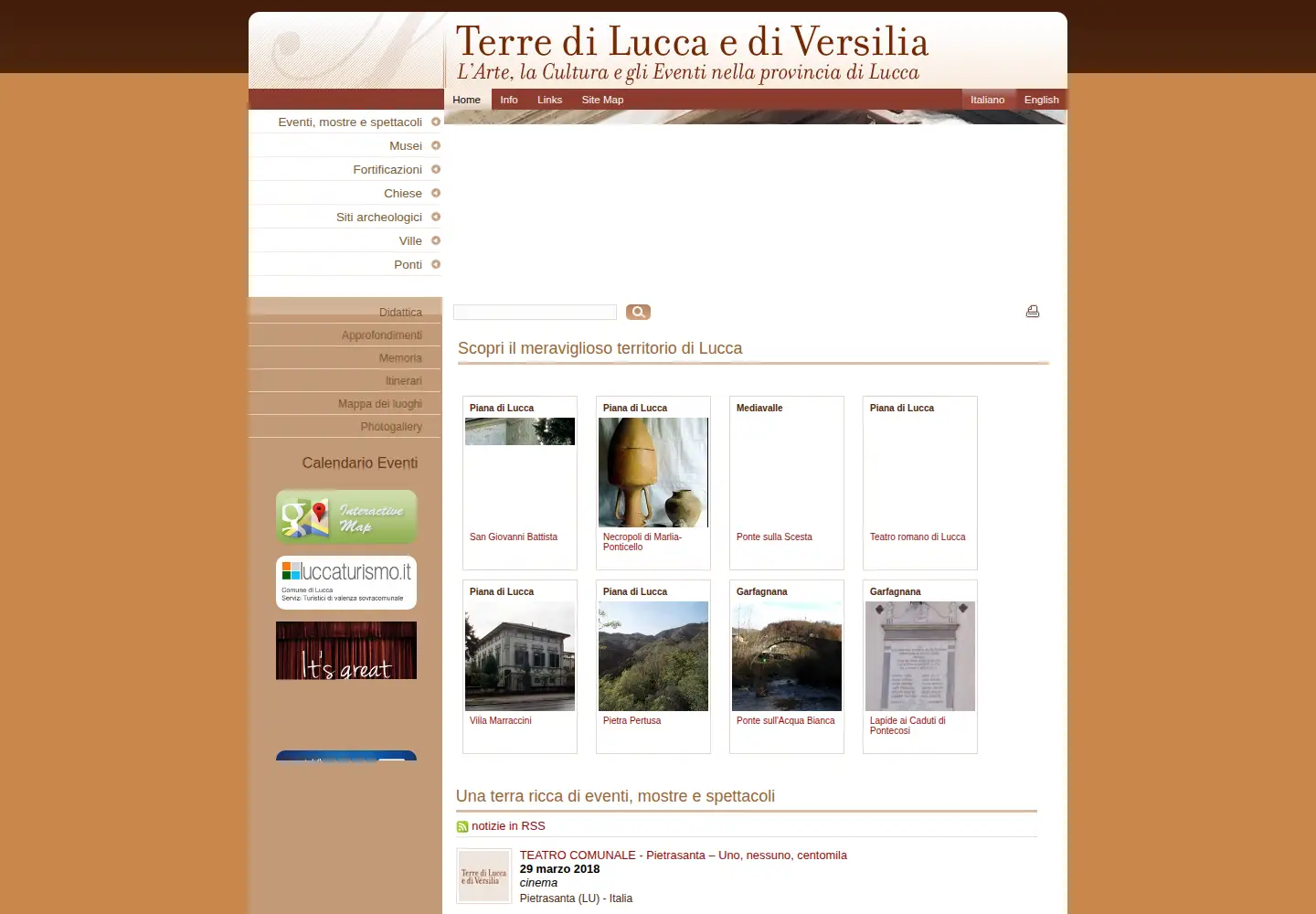 Captured homepage of luccaterre.it in the current scan