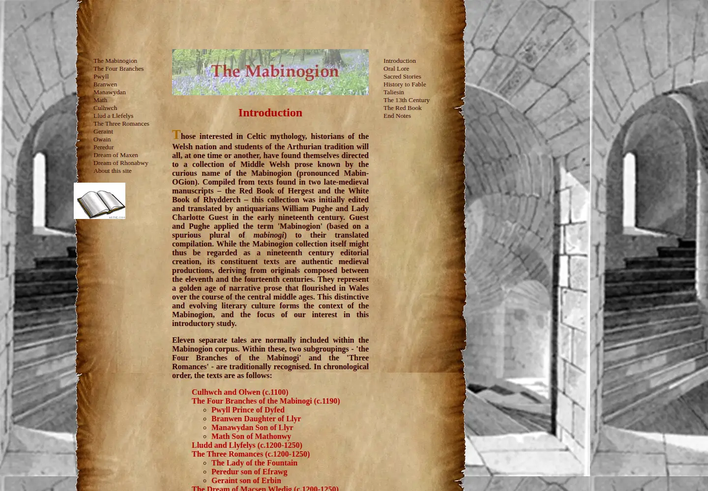 Screenshot of mabinogion.info