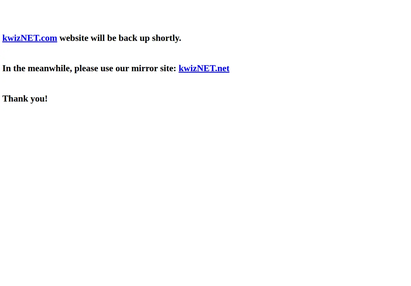 Screenshot of kwiznet.com
