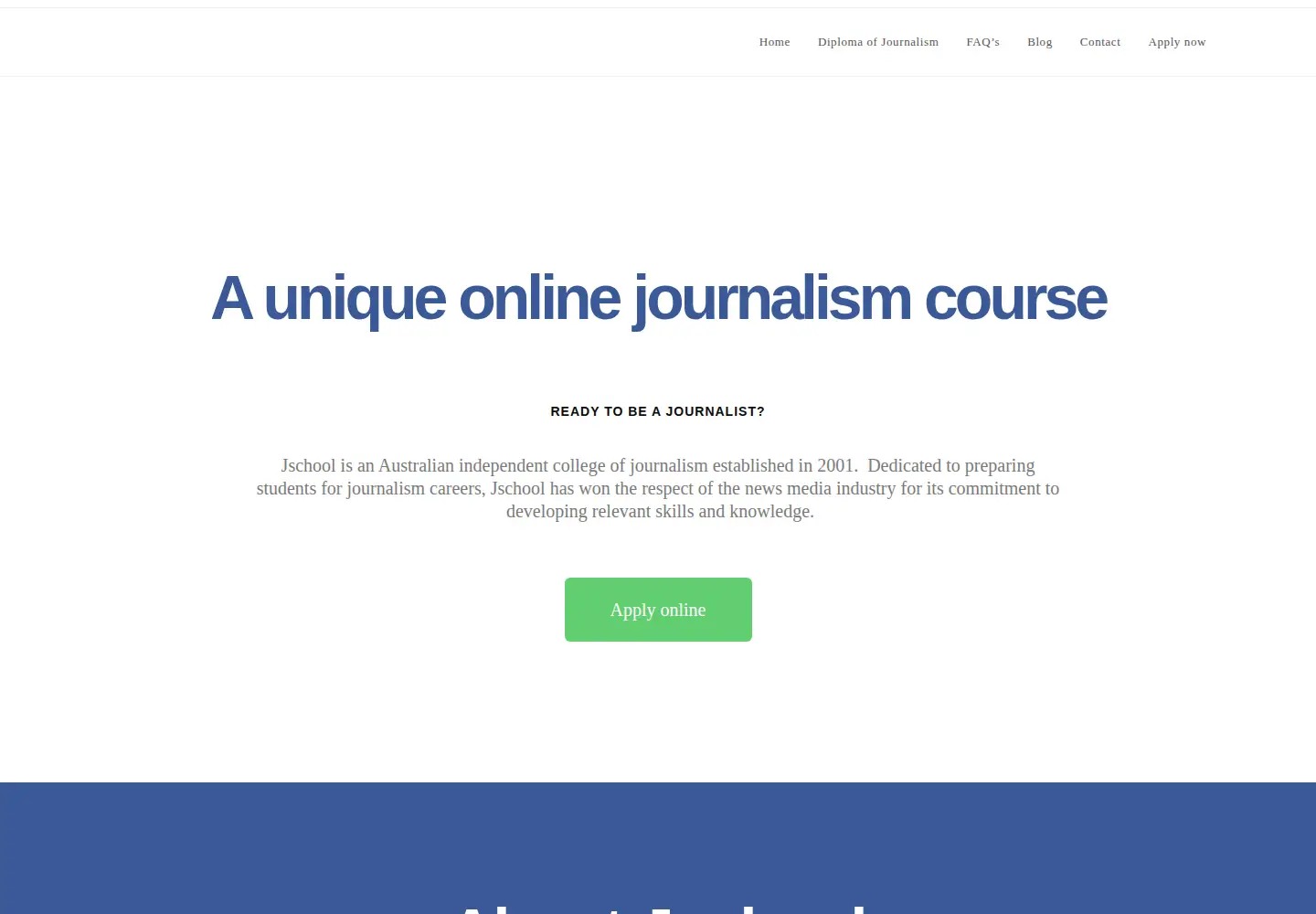Captured homepage of jschool.com.au in the current scan