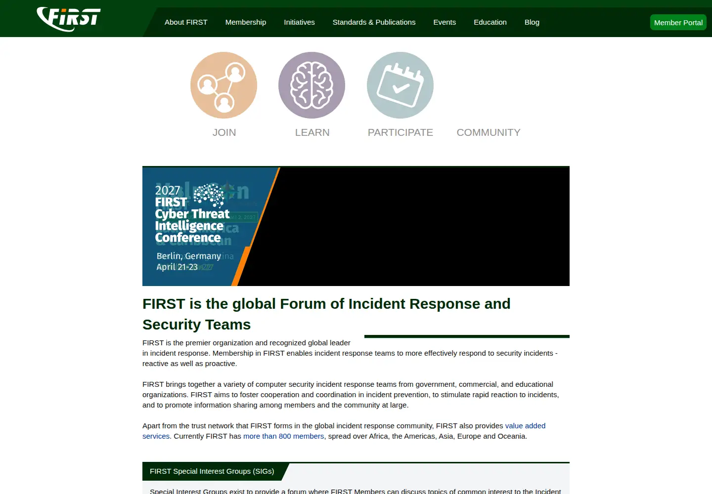 Screenshot of first.org