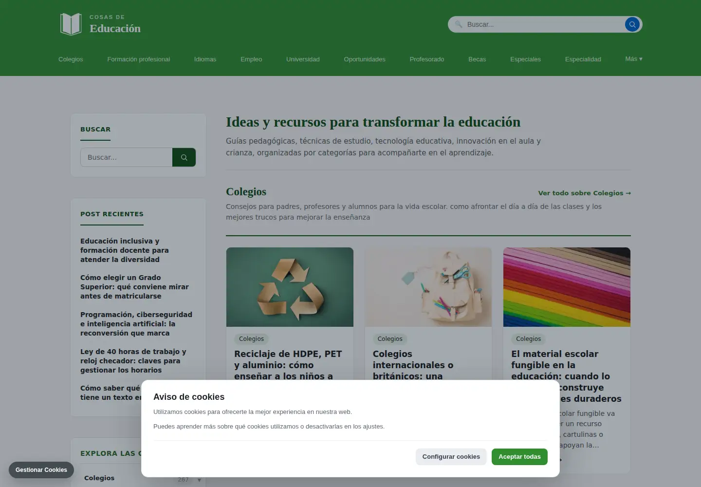 Screenshot of cosasdeeducacion.es