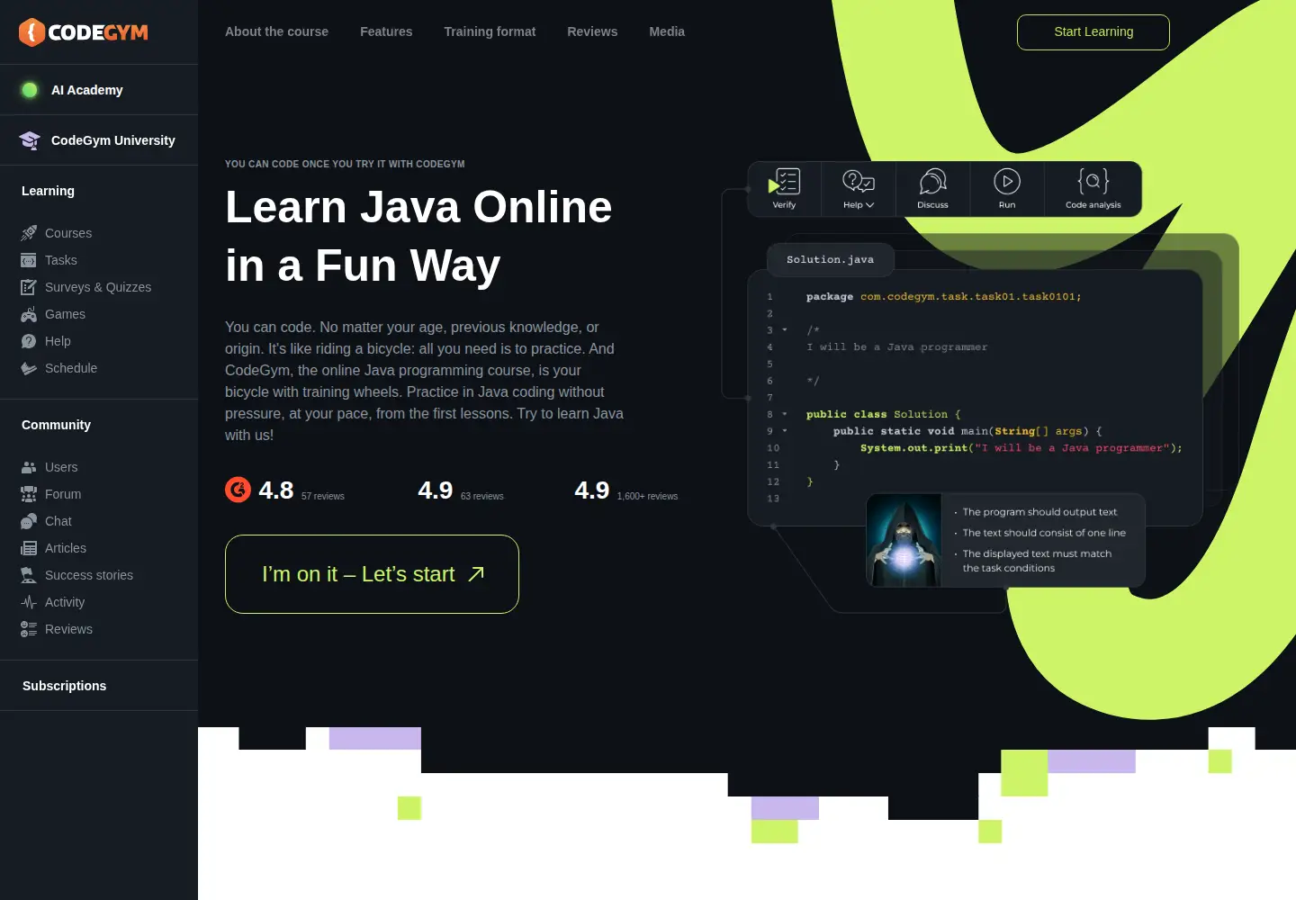 Screenshot of codegym.cc