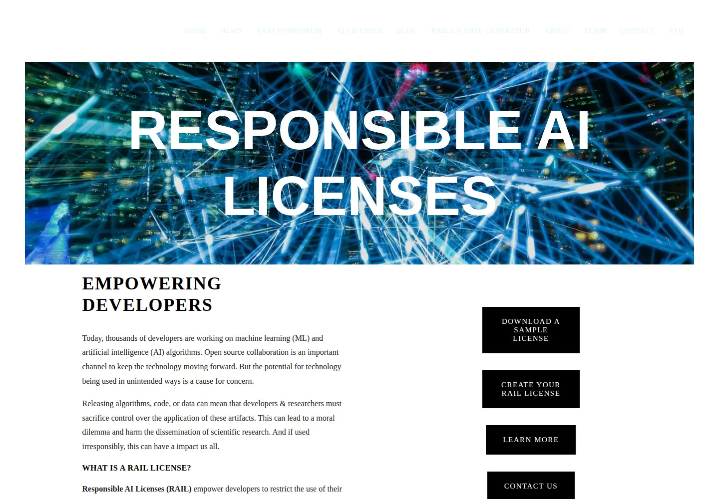 Screenshot of licenses.ai