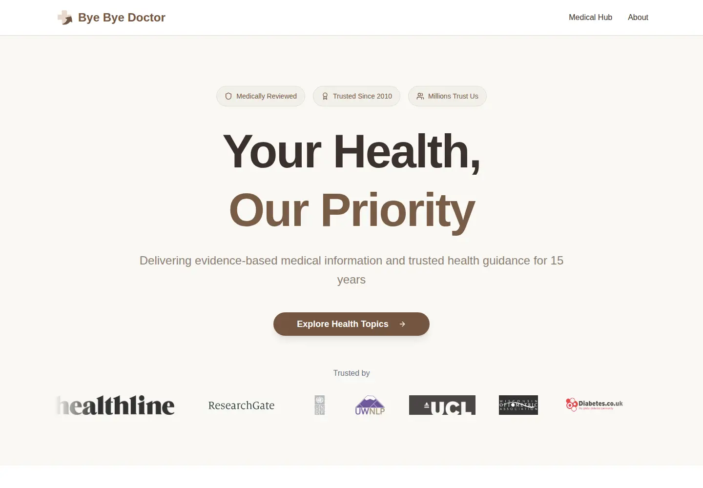 Screenshot of byebyedoctor.com