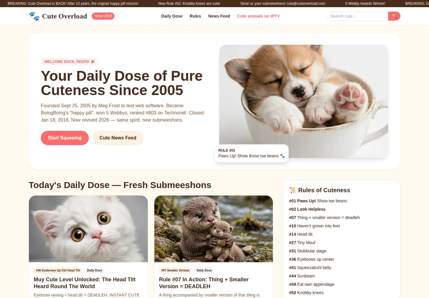 Screenshot of cuteoverload.com