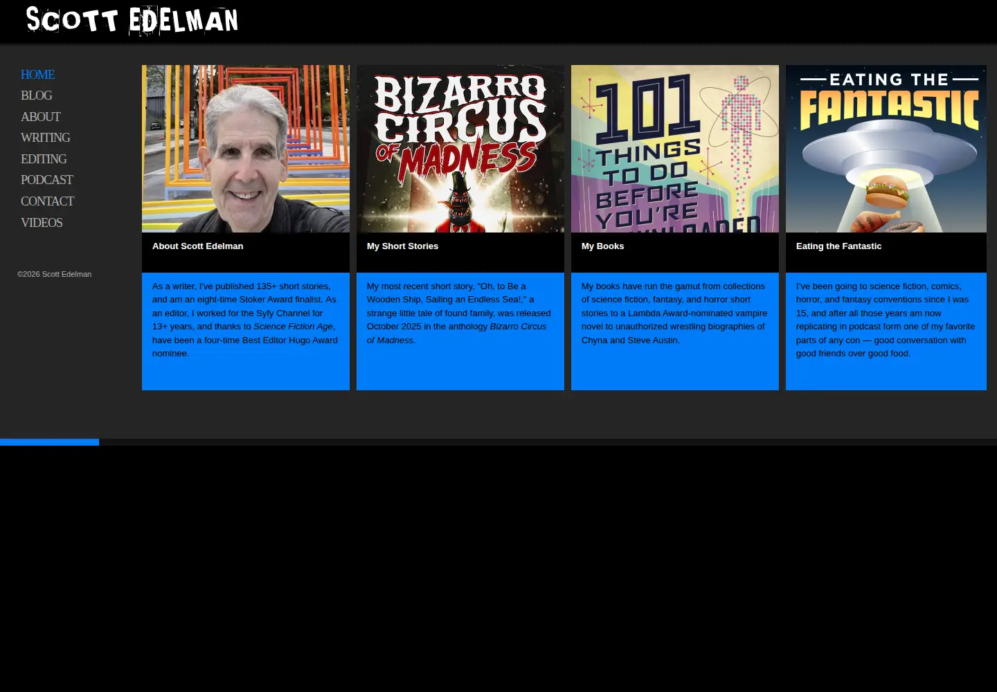 Captured homepage of scottedelman.com in the current scan