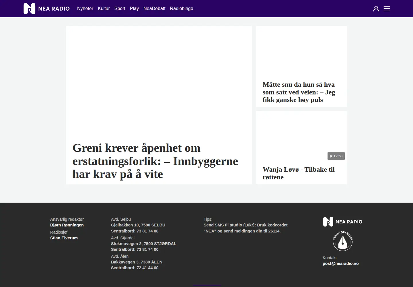 Screenshot of nearadio.no