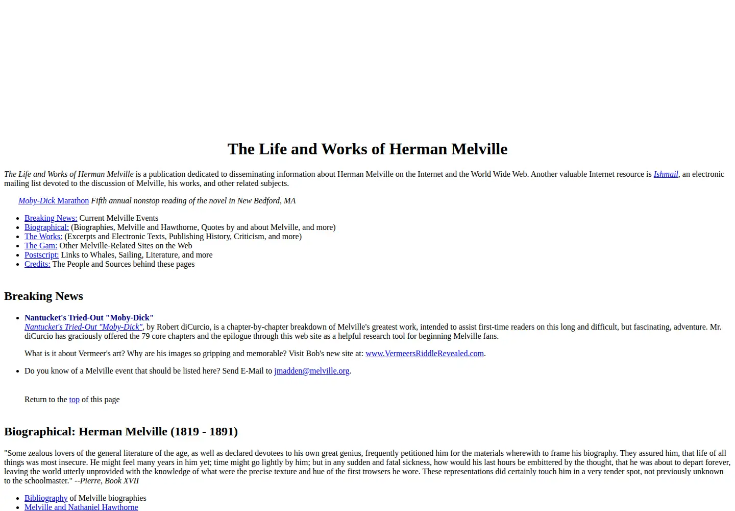 Screenshot of melville.org