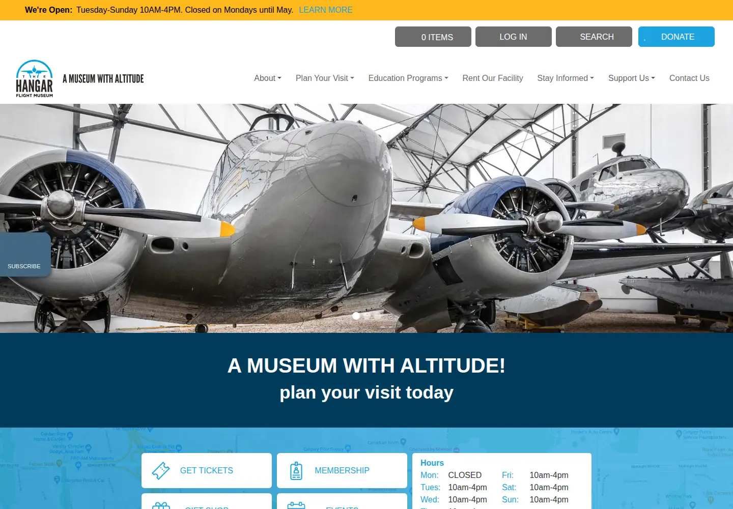 Screenshot of thehangarmuseum.ca