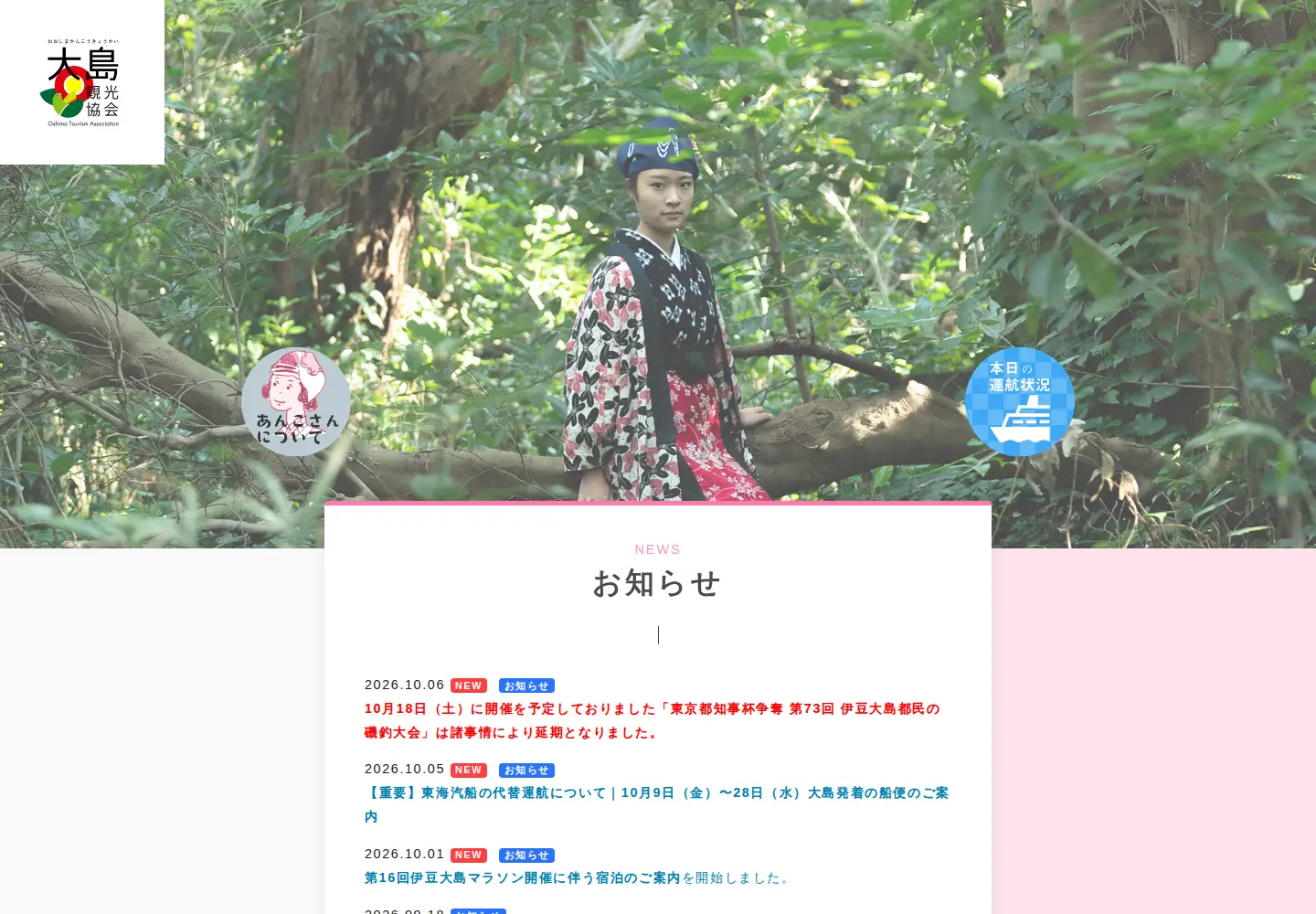 Screenshot of izu-oshima.or.jp