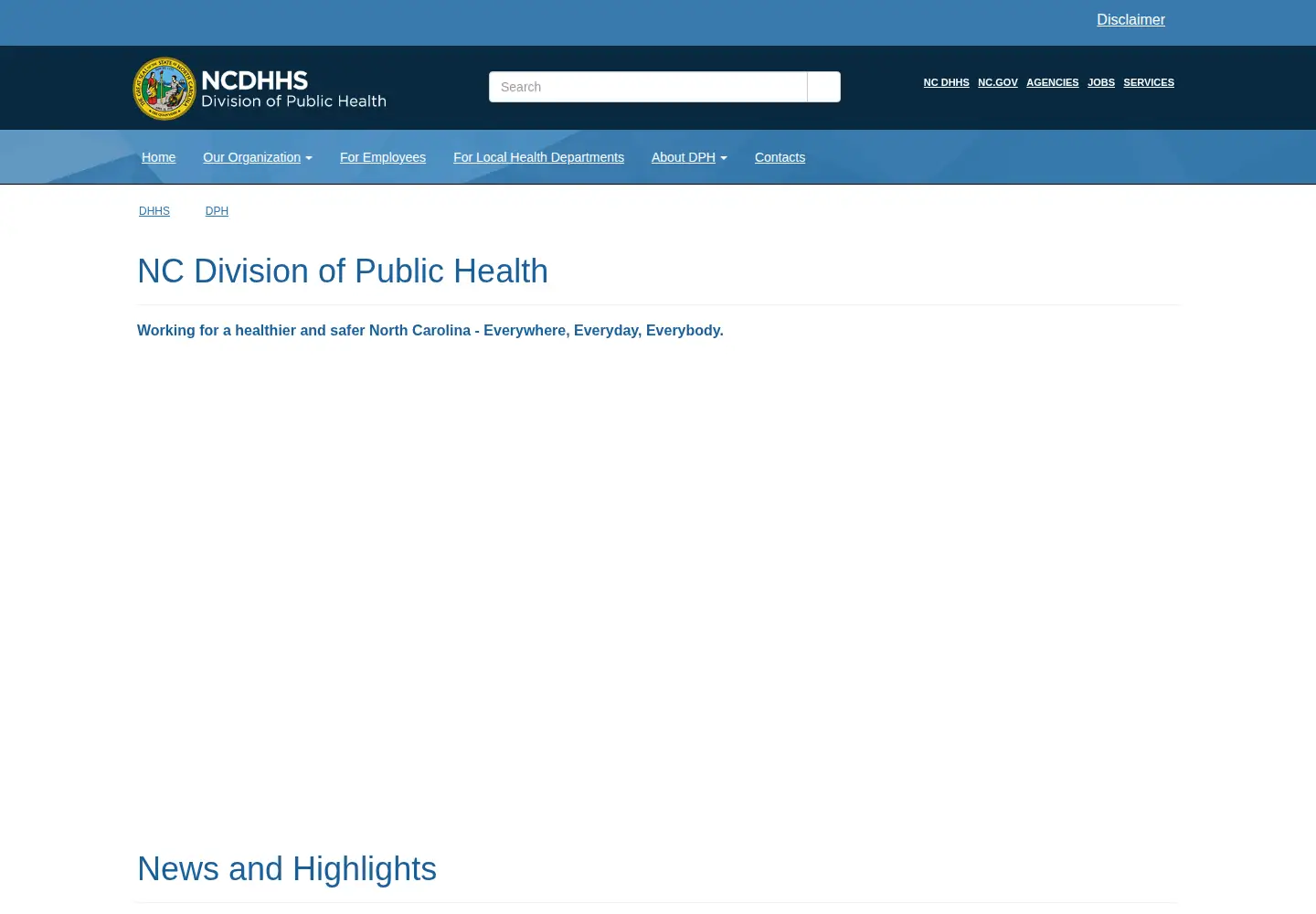 Screenshot of ncpublichealth.com