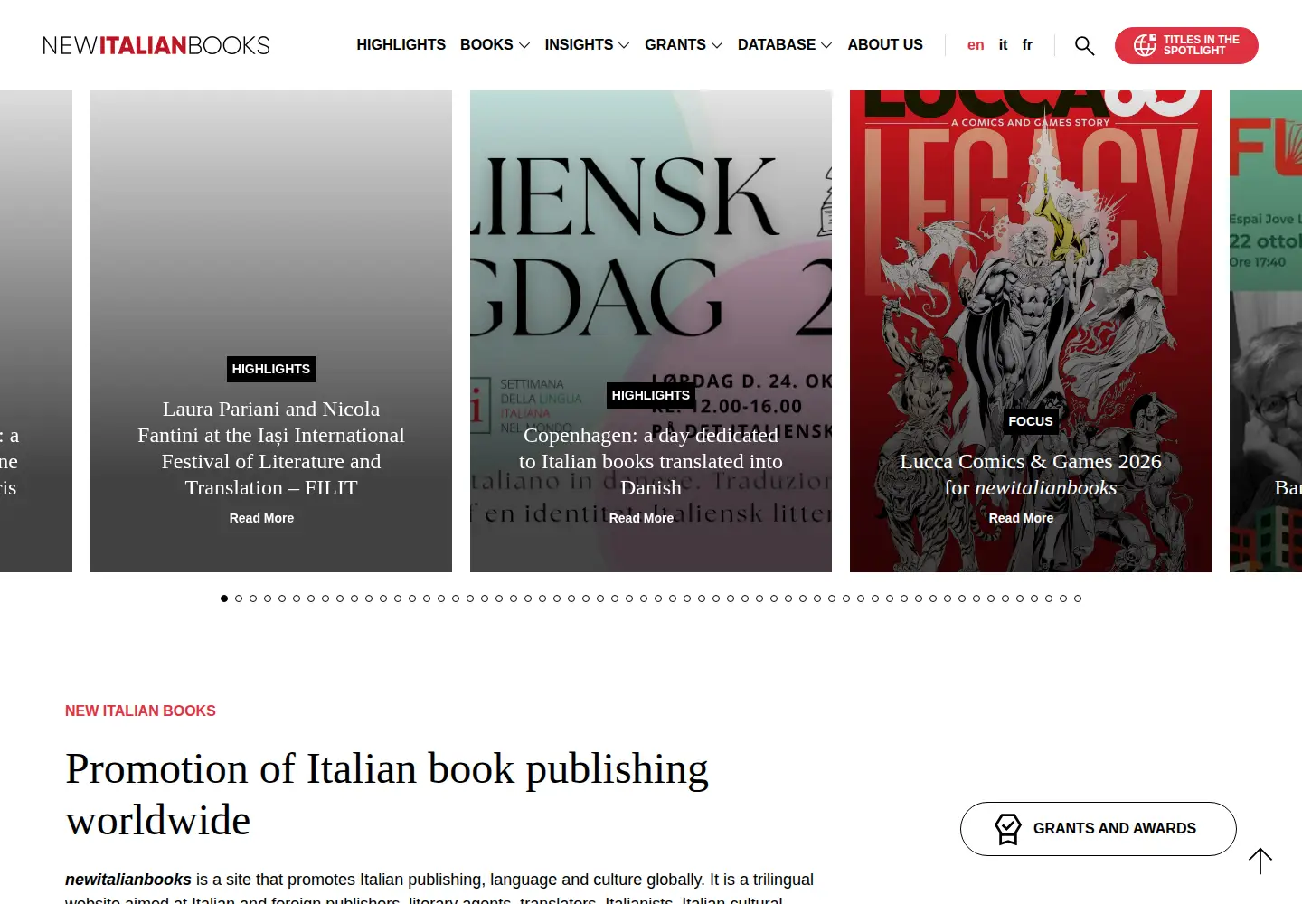 Captured homepage of newitalianbooks.it in the current scan