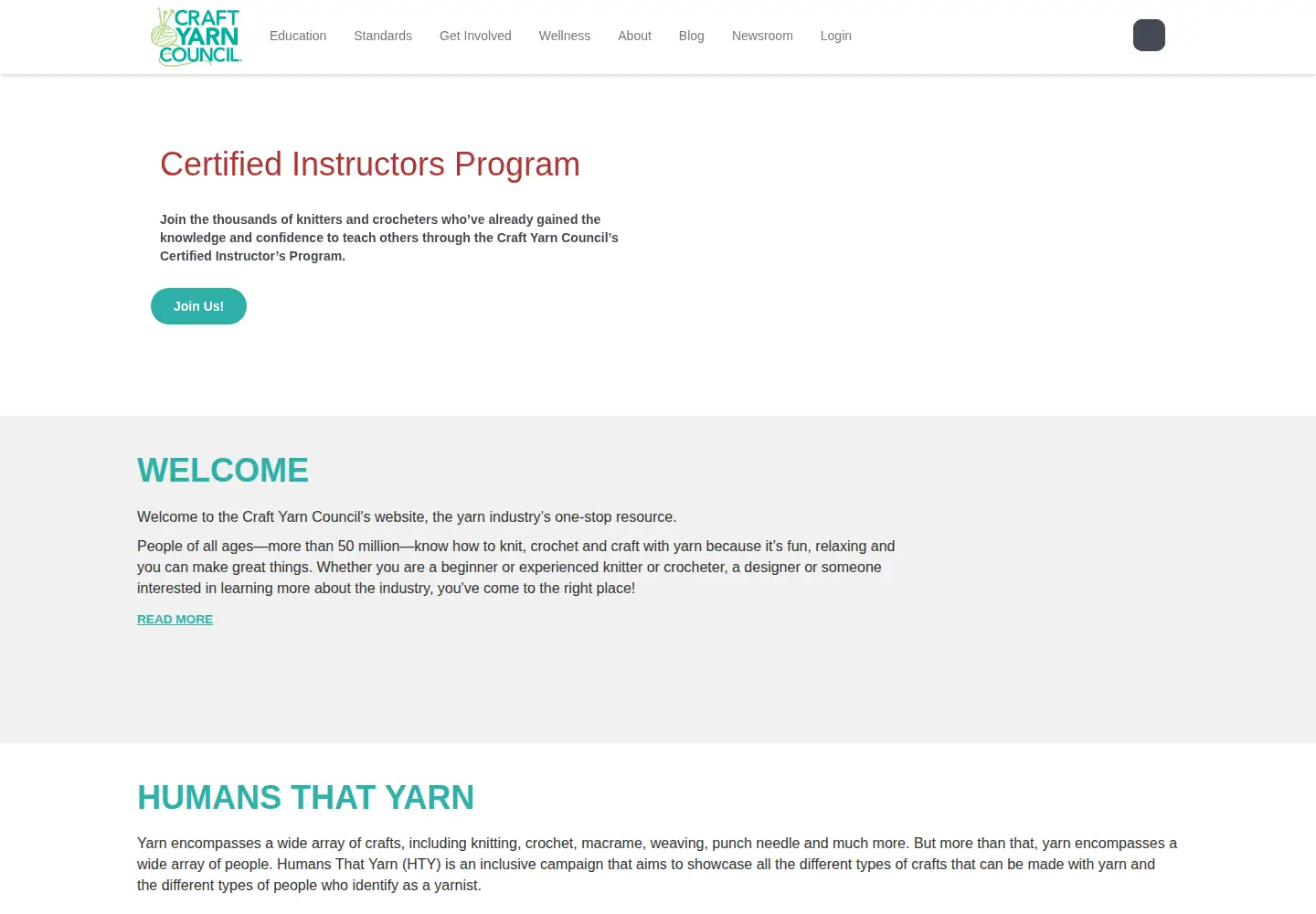 Screenshot of craftyarncouncil.com