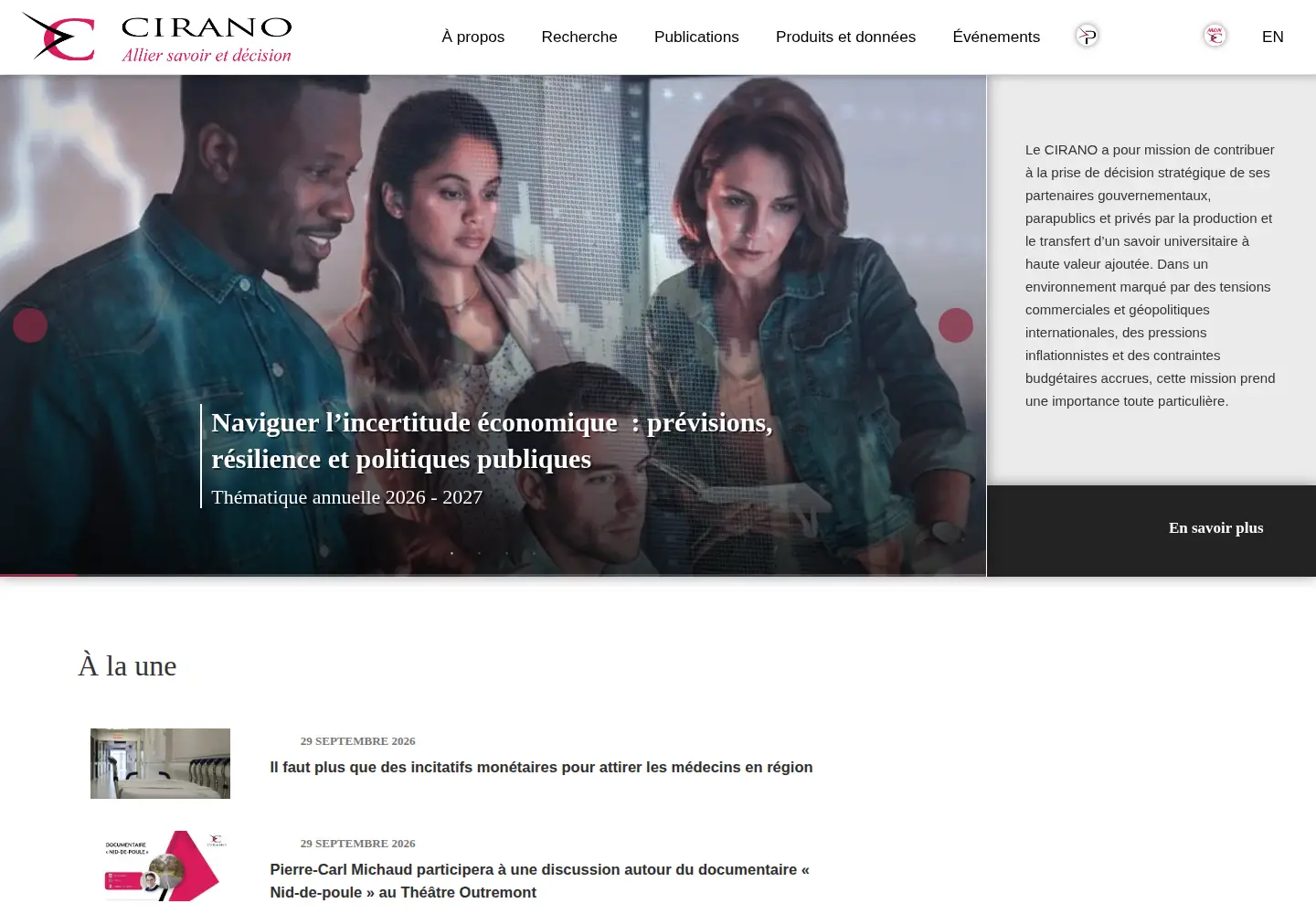 Screenshot of cirano.qc.ca