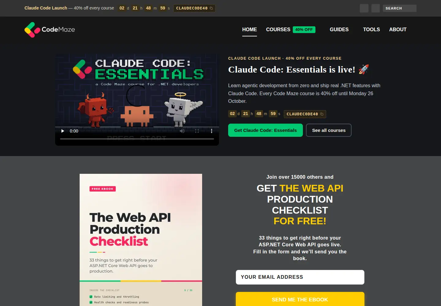 Screenshot of code-maze.com