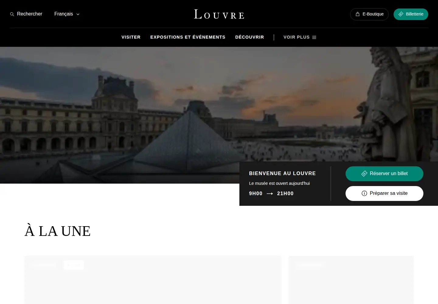 Screenshot of louvre.fr