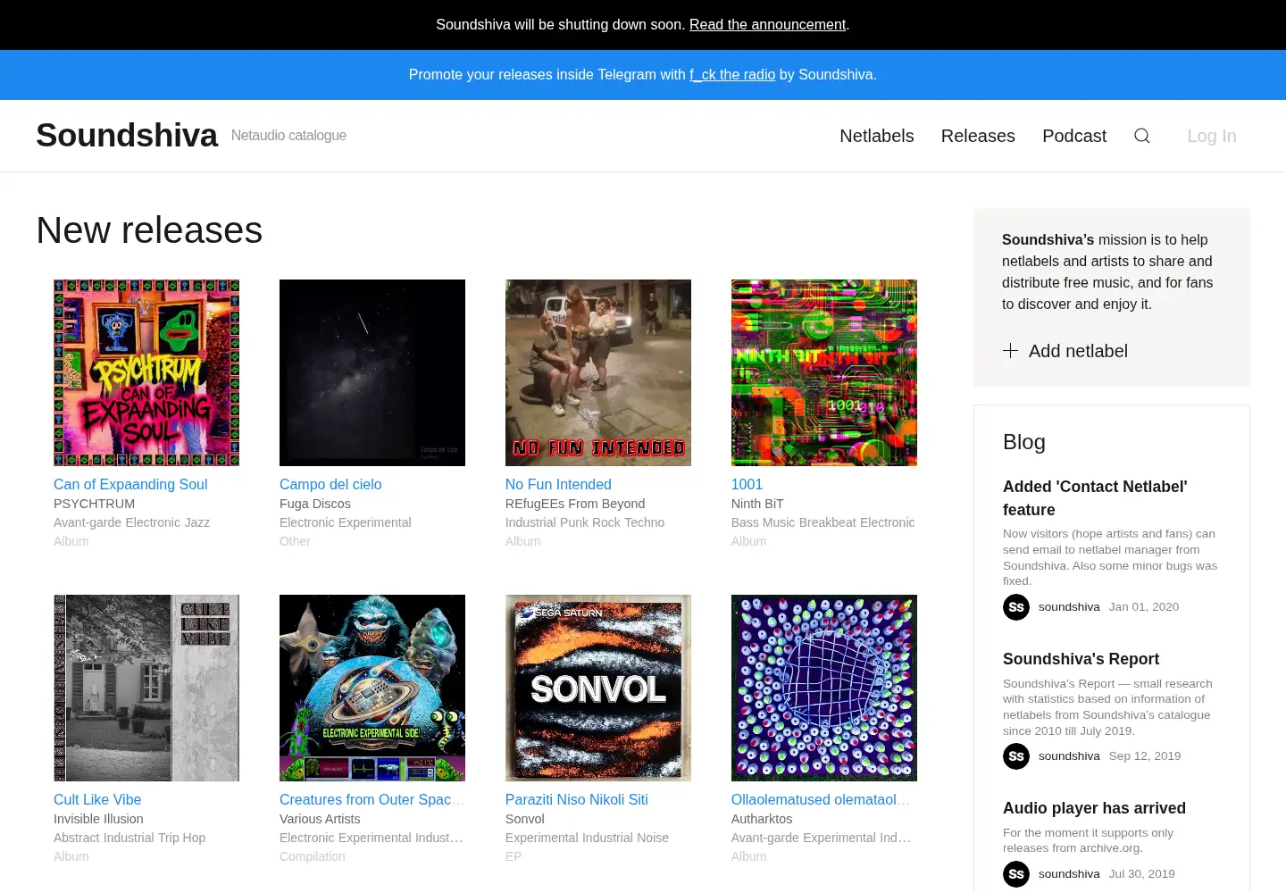 Captured homepage of soundshiva.net in the current scan