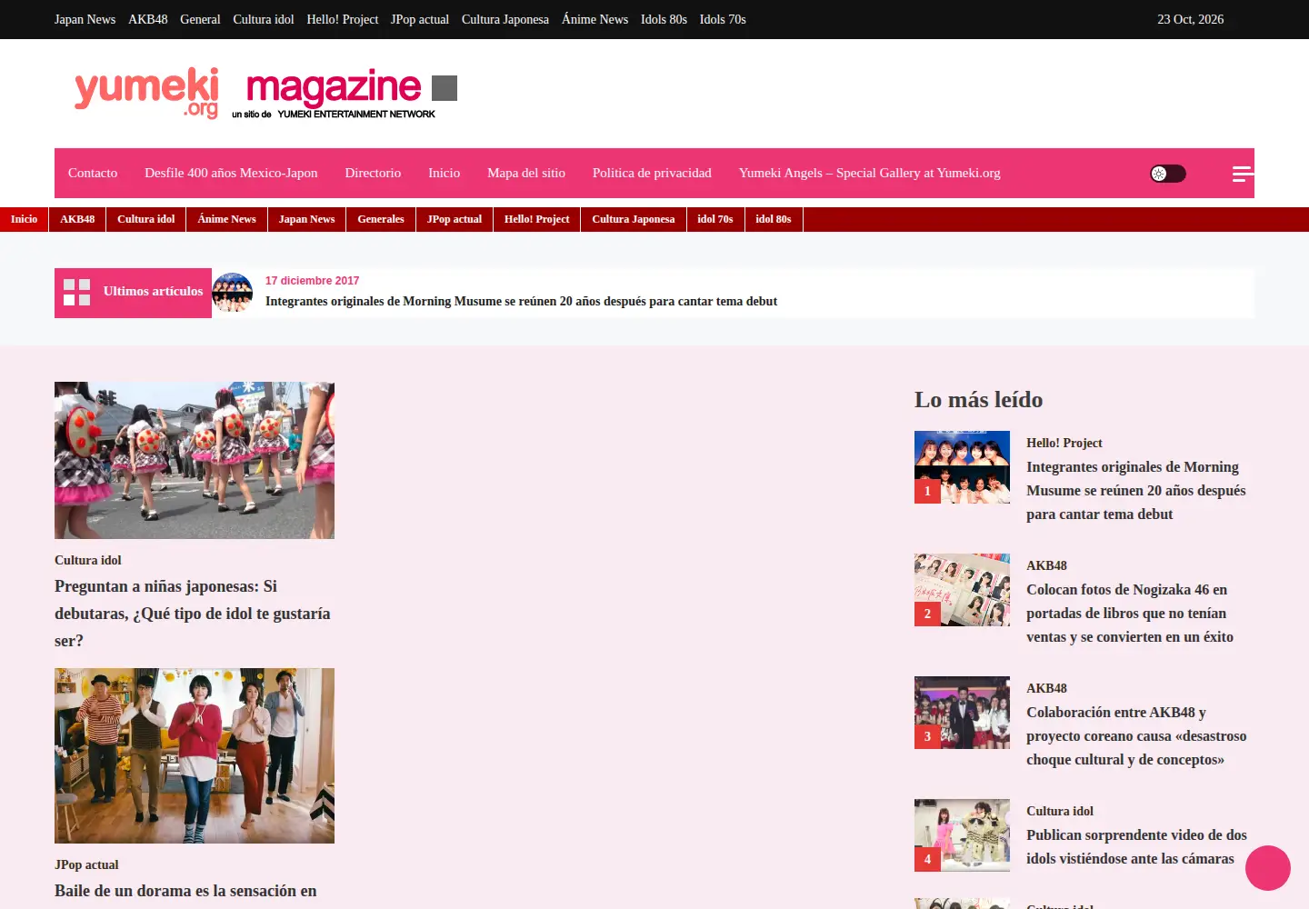 Captured homepage of yumeki.org in the current scan