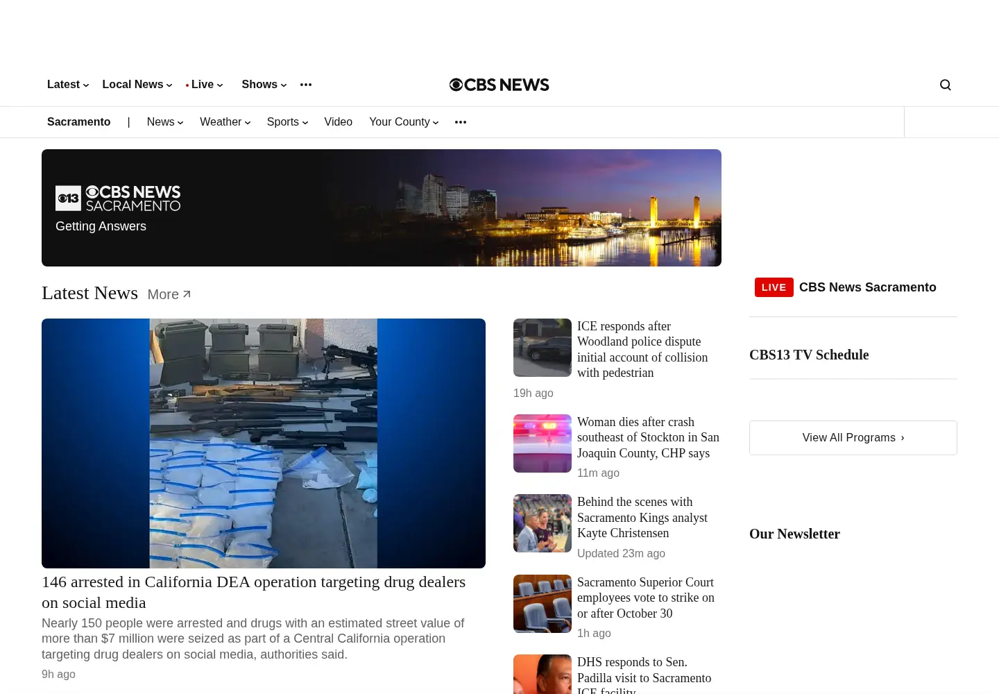 Captured homepage of cbs13.com in the current scan