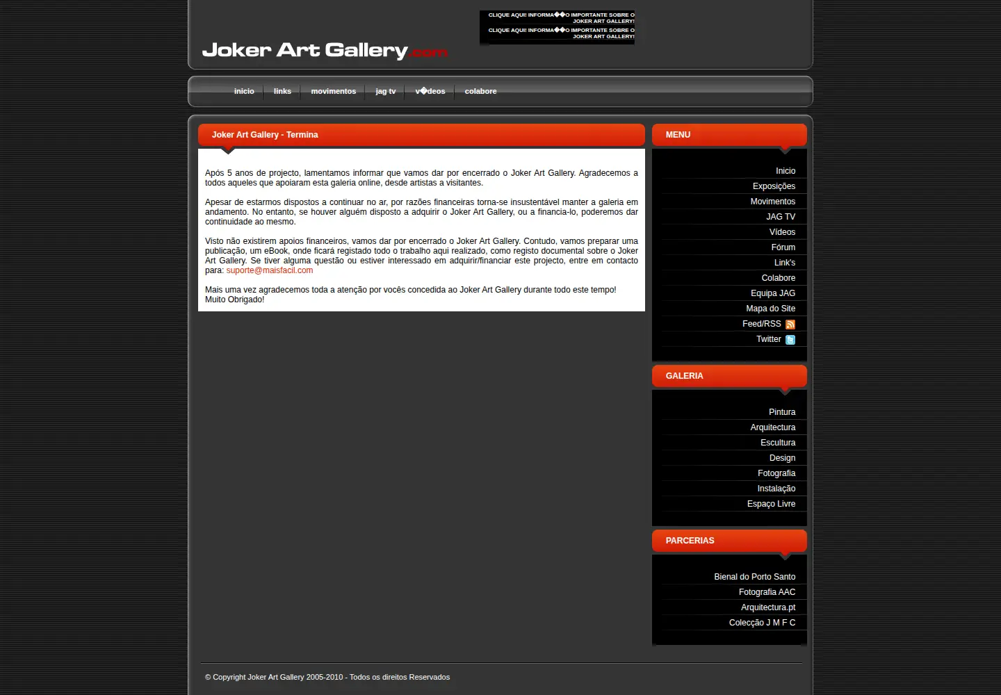 Screenshot of jokerartgallery.com