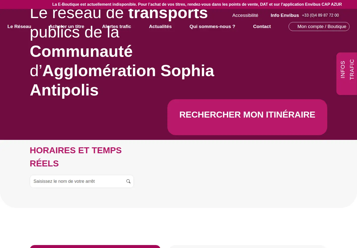Captured homepage of envibus.fr in the current scan