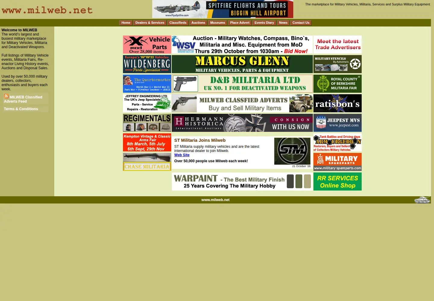 Captured homepage of milweb.net in the current scan
