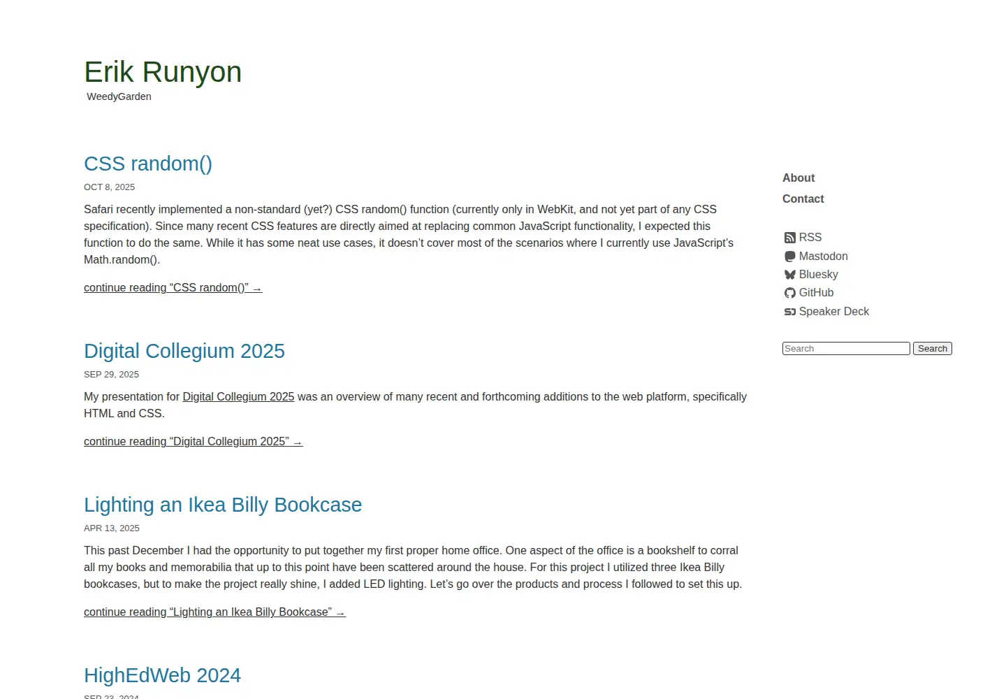 Screenshot of erikrunyon.com
