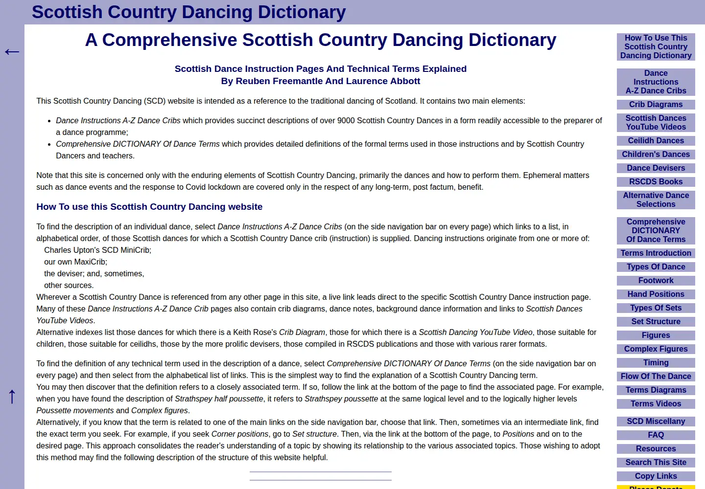 Screenshot of scottish-country-dancing-dictionary.com