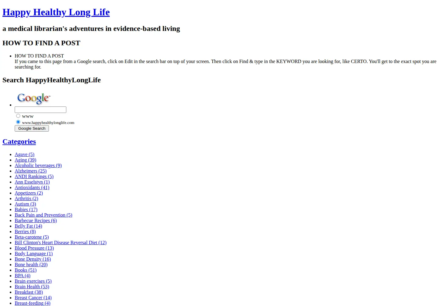 Screenshot of happyhealthylonglife.com