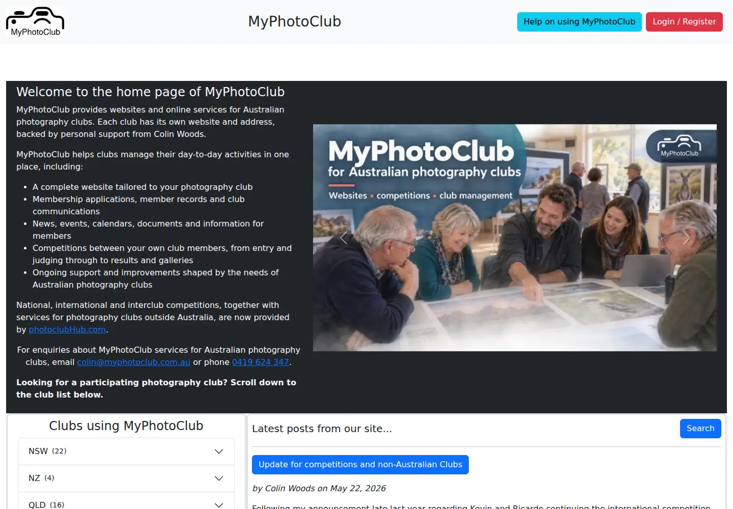 Screenshot of myphotoclub.com.au