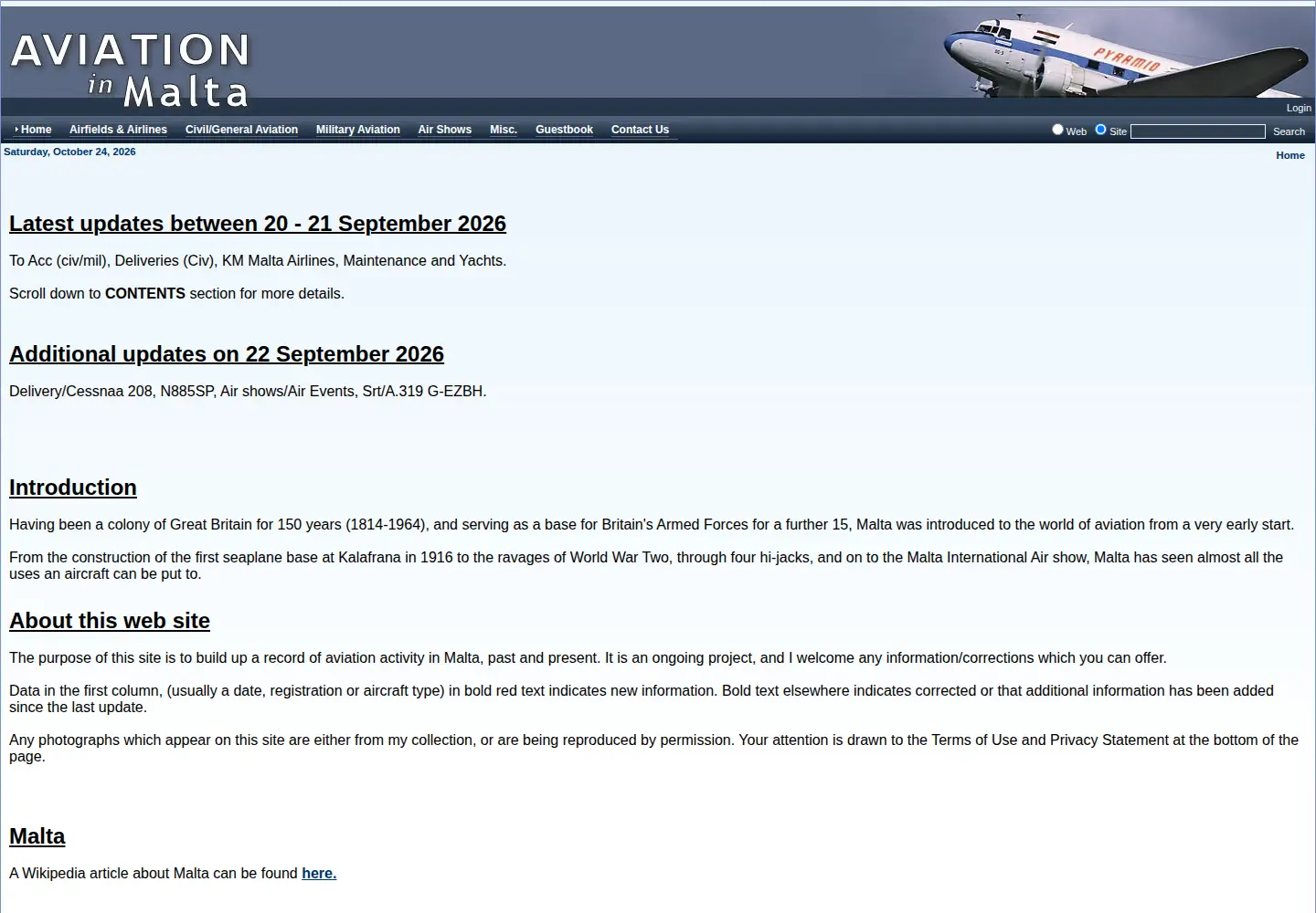 Screenshot of aviationinmalta.com
