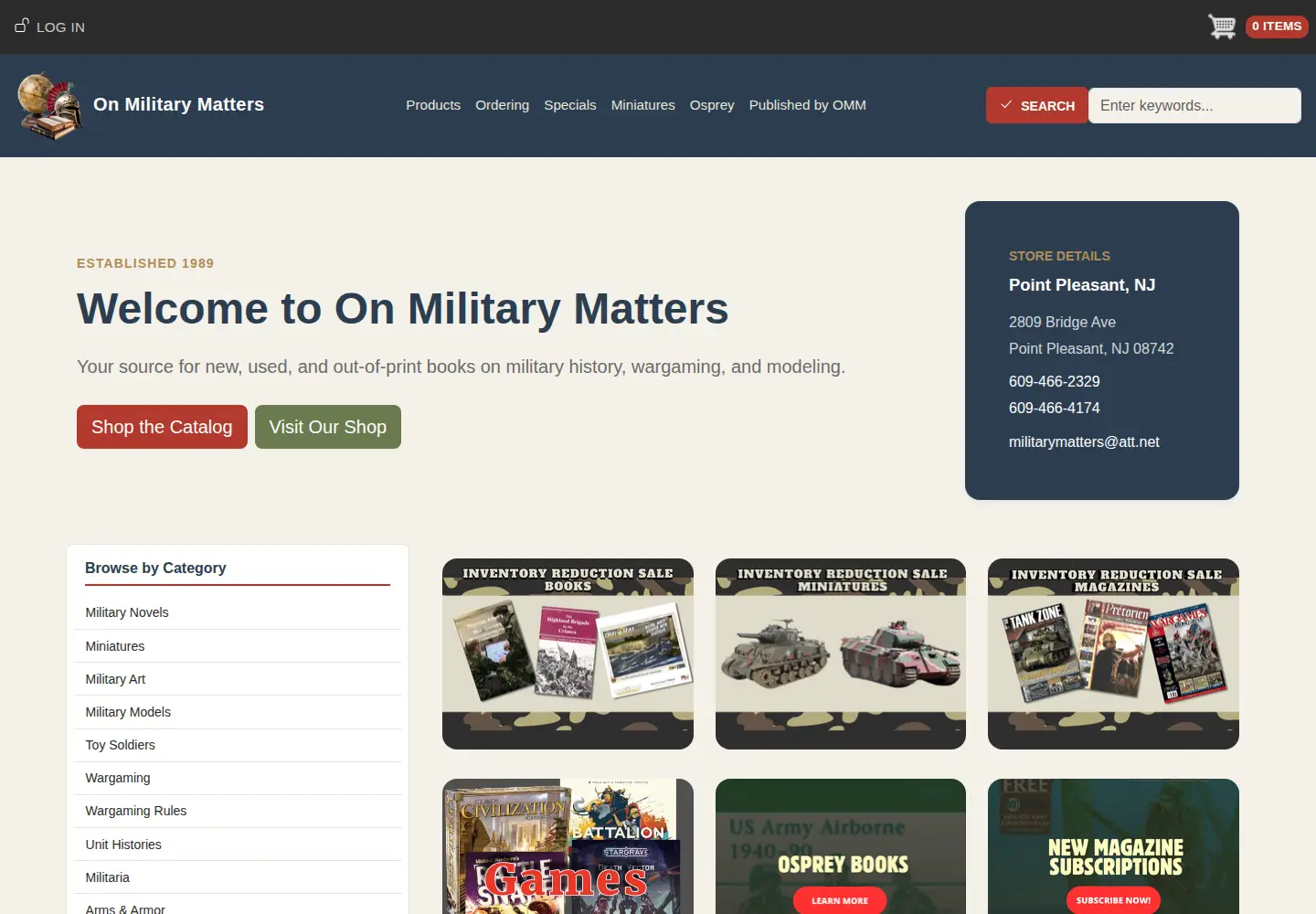 Captured homepage of onmilitarymatters.com in the current scan