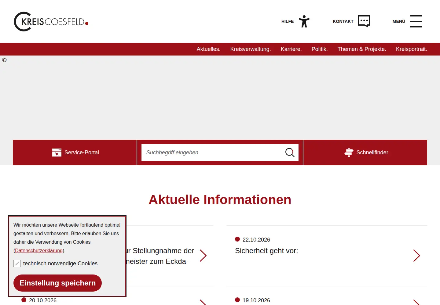 Captured homepage of kreis-coesfeld.de in the current scan
