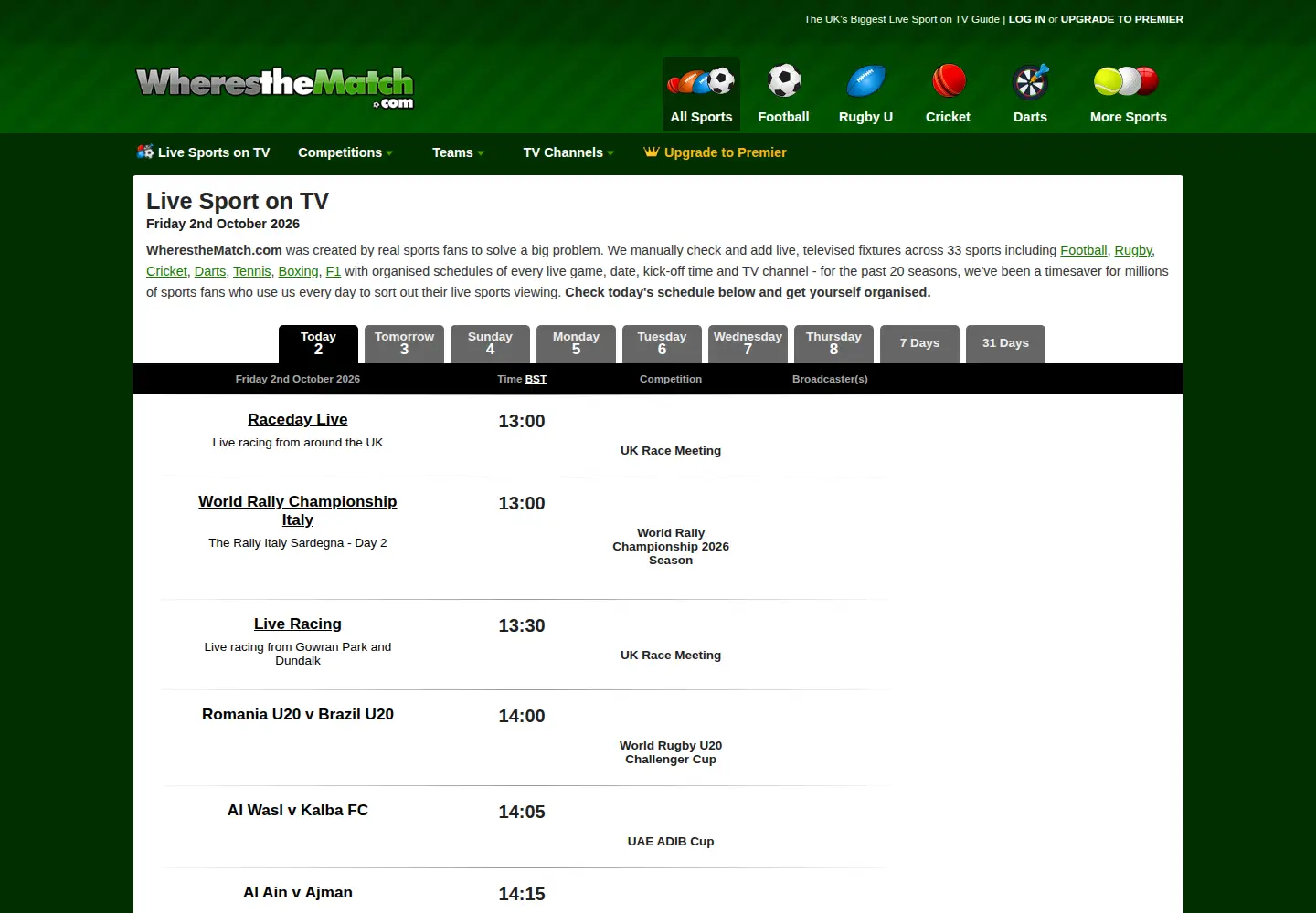 Screenshot of wheresthematch.com