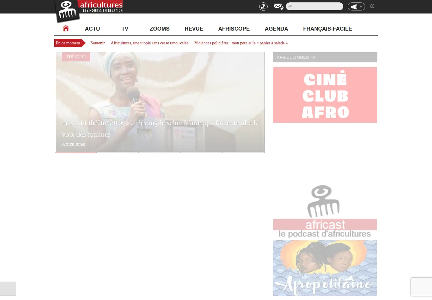 Screenshot of africultures.com